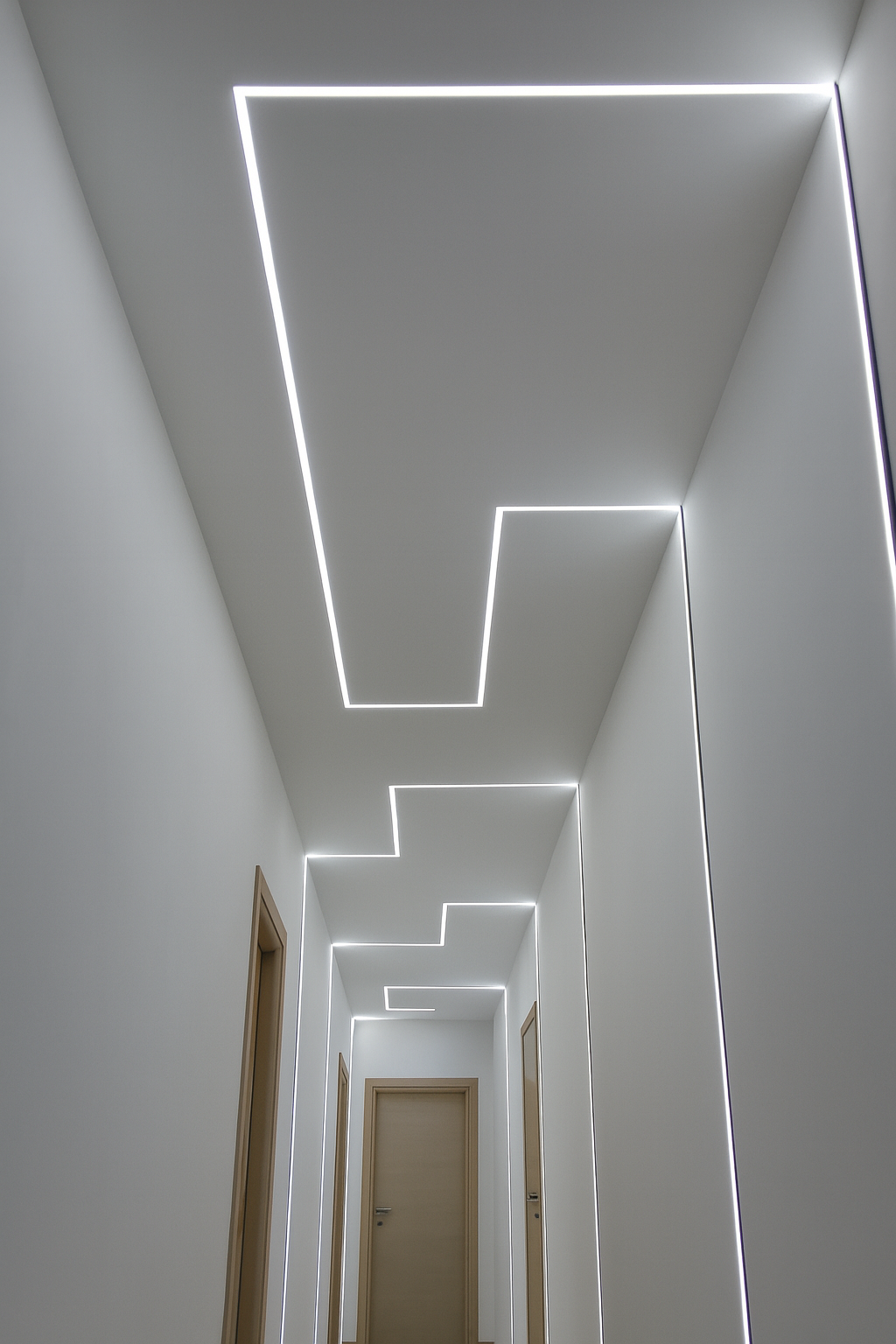 LED installation in modern hallway